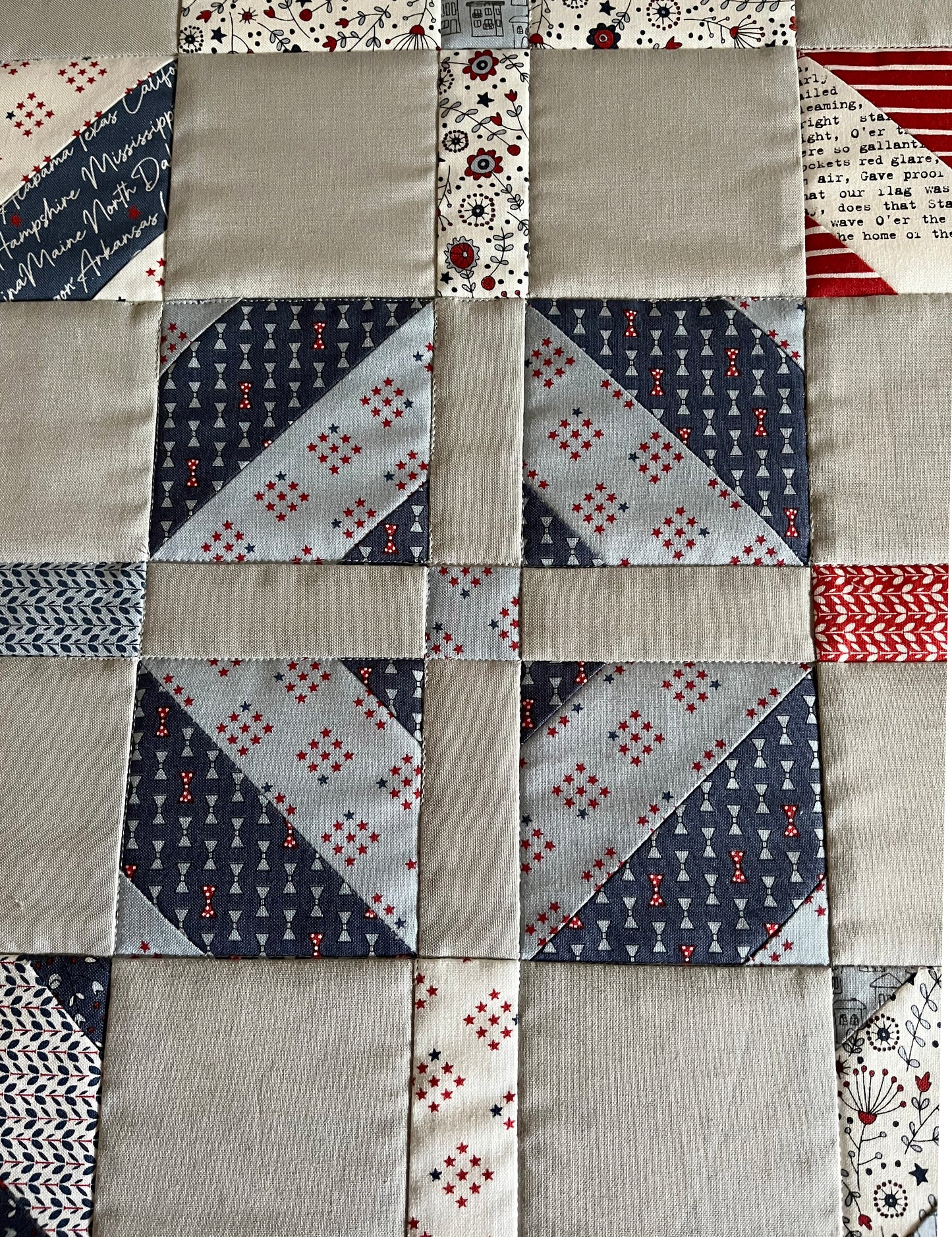 Handmade Quilt - Father's Day - July 4 - Americana - Lap/Small Throw Size (50.5x50.5)
