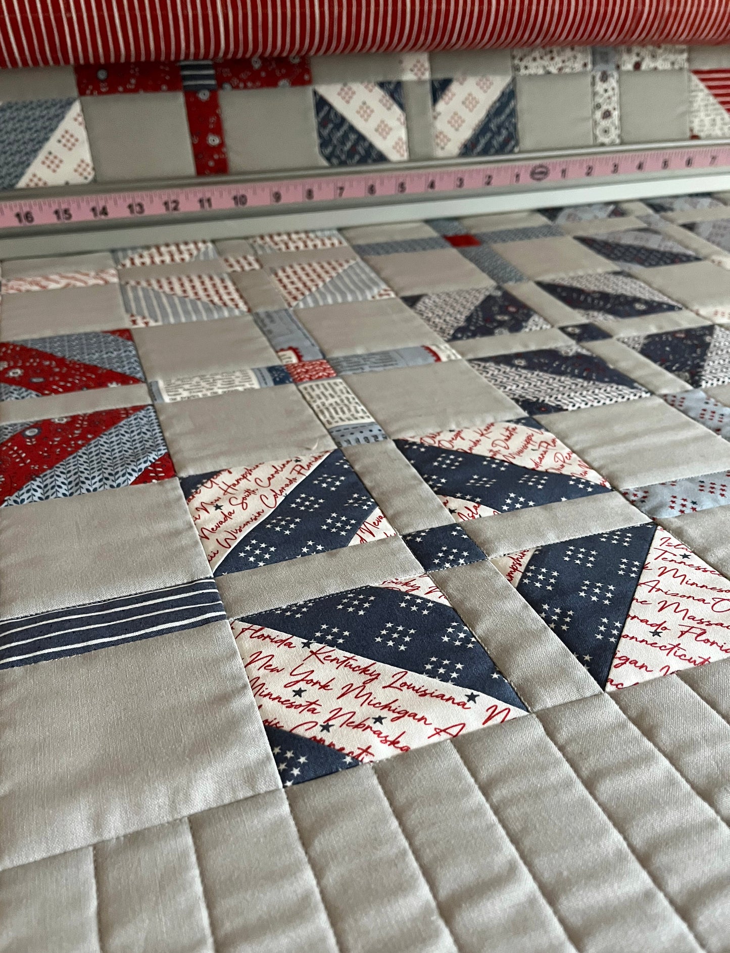 Handmade Quilt - Father's Day - July 4 - Americana - Lap/Small Throw Size (50.5x50.5)
