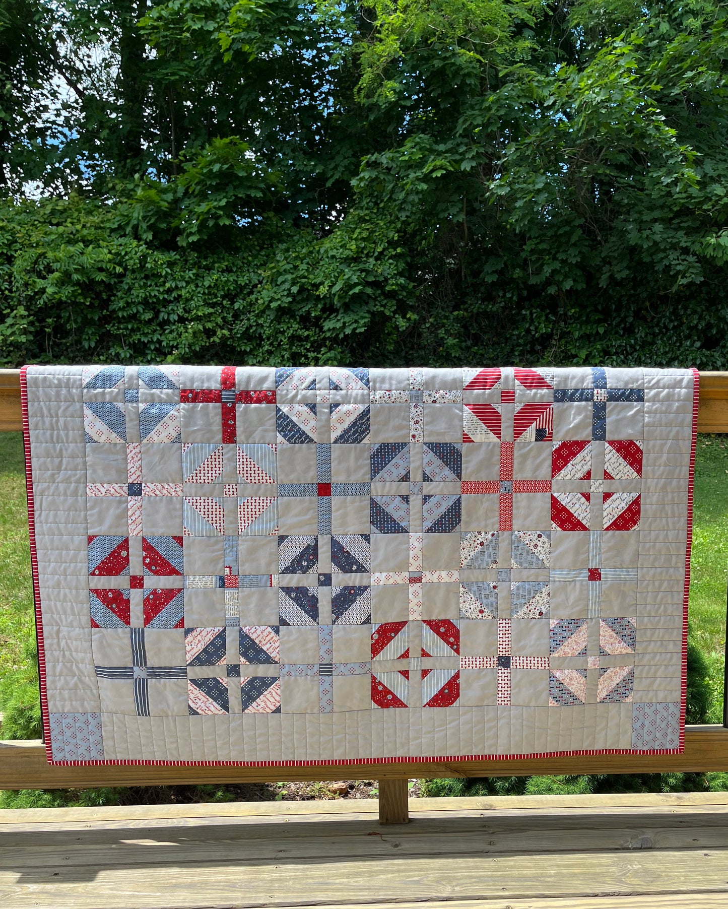Handmade Quilt - Father's Day - July 4 - Americana - Lap/Small Throw Size (50.5x50.5)