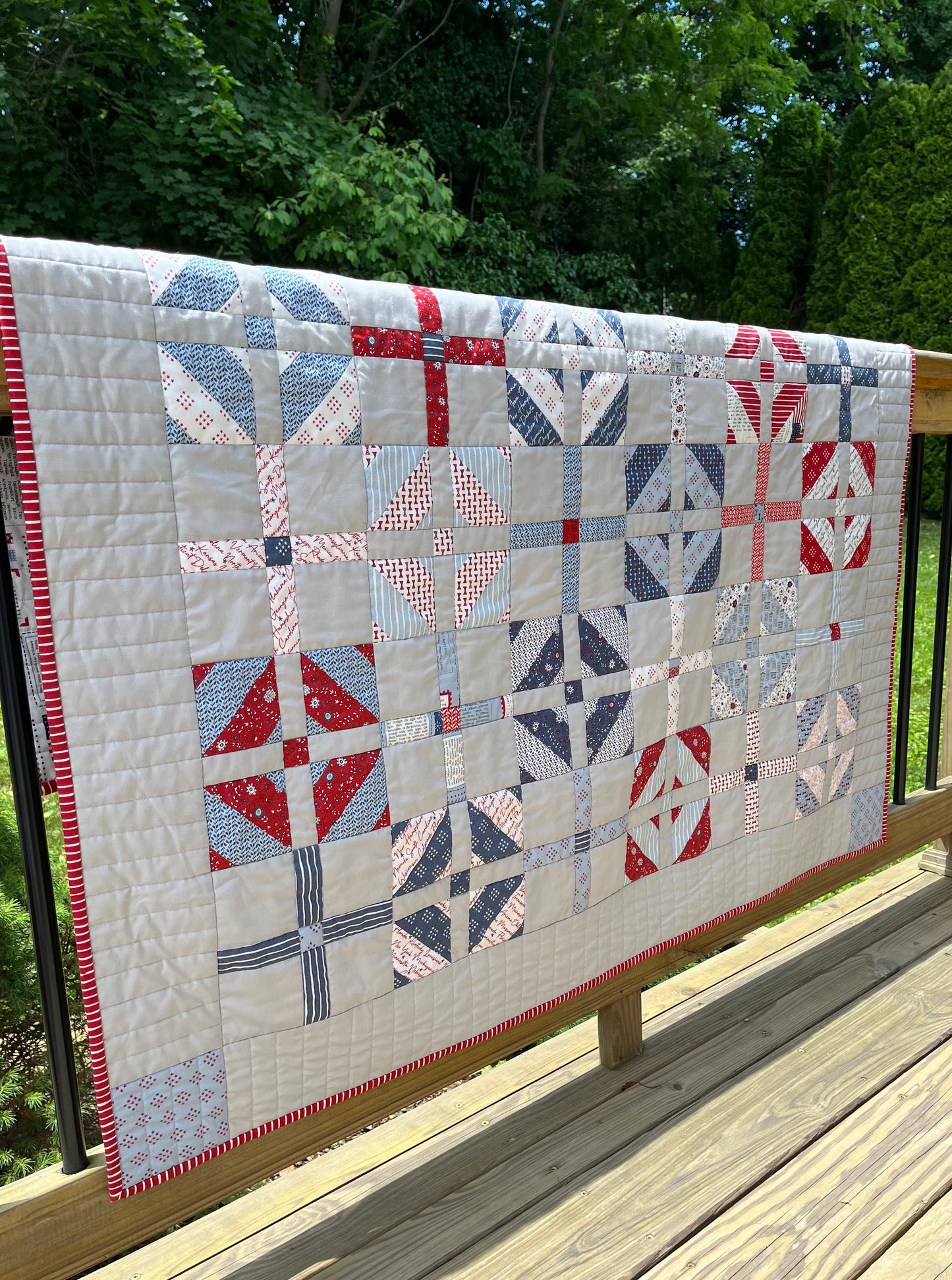 Handmade Quilt - Father's Day - July 4 - Americana - Lap/Small Throw Size (50.5x50.5)