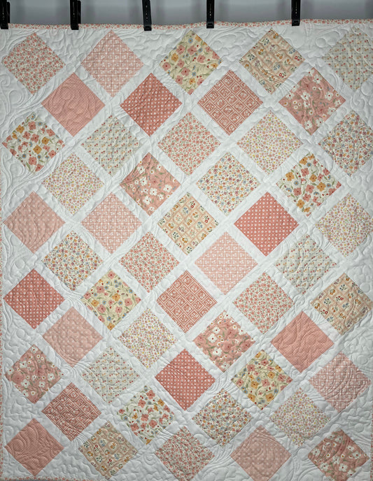 Handmade Baby Girl Quilt - Moda Cottage Charm Fabric (38.5 x 46.5) Spring Colors Blanket
