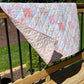 Handmade Baby Girl Quilt, Pink and White Patchwork Baby Girl Blanket (39x43) Ready to Ship!