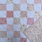 Handmade Baby Girl Quilt, Pink and White Patchwork Baby Girl Blanket (39x43) Ready to Ship!