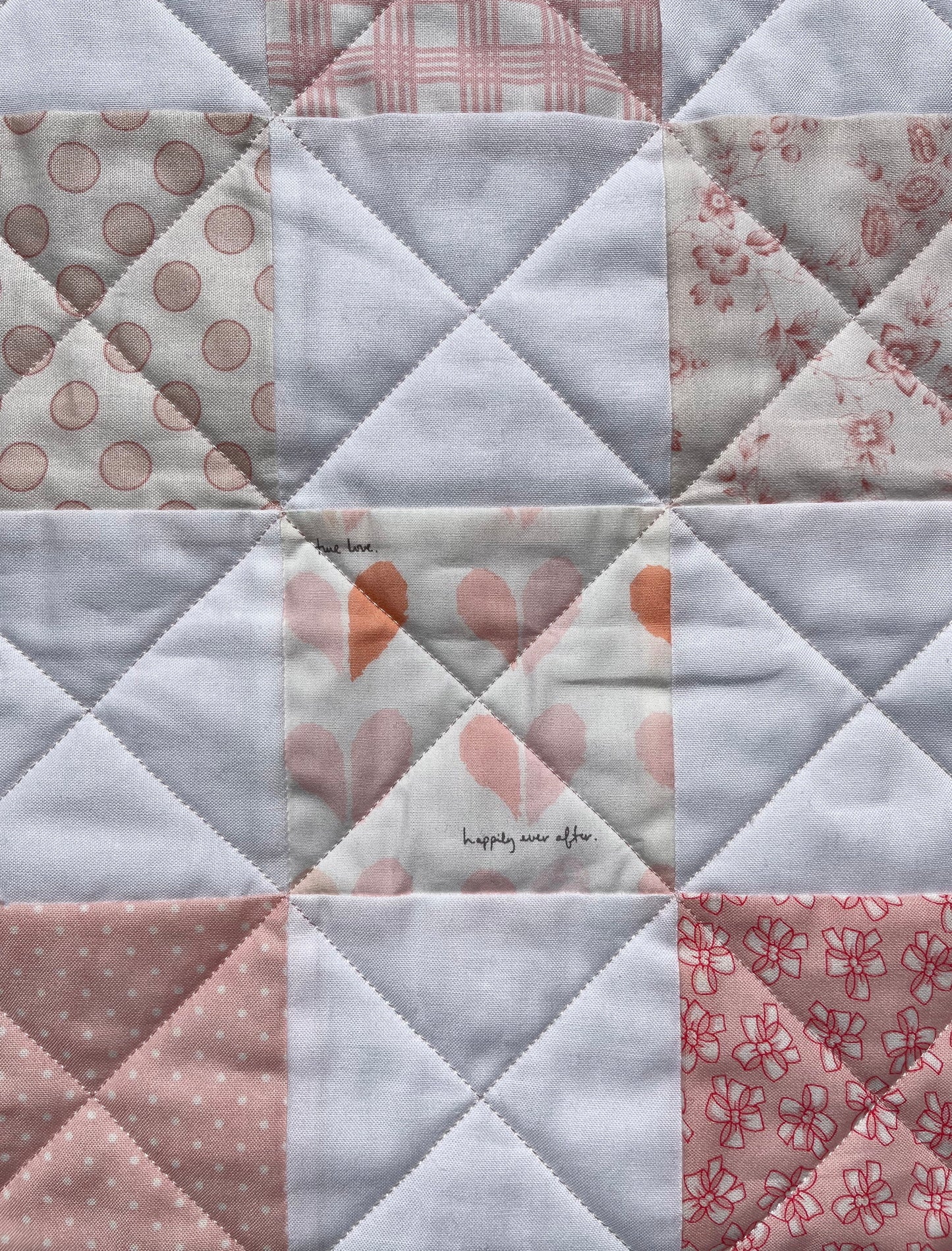 Handmade Baby Girl Quilt, Pink and White Patchwork Baby Girl Blanket (39x42.5) Great MOTHER'S DAY gift to new mom.  Ready to Ship!