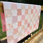 Handmade Baby Girl Quilt, Pink and White Patchwork Baby Girl Blanket (39x42.5) Great MOTHER'S DAY gift to new mom.  Ready to Ship!