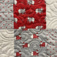 Handmade Christmas Baby Quilt - Whimsical Baby Blanket (36.5x41) Adult Lap Quilt, Red, Grey, Cream-Moda Country Christmas