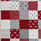 Christmas Baby Quilt (Grey Backing), Country Christmas Handmade Baby Blanket, Red, Grey, Cream, Ready to Ship