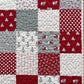 Christmas Baby Quilt (Grey Backing), Country Christmas Handmade Baby Blanket, Red, Grey, Cream, Ready to Ship