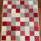 Christmas Baby Quilt (Grey Backing), Country Christmas Handmade Baby Blanket, Red, Grey, Cream, Ready to Ship