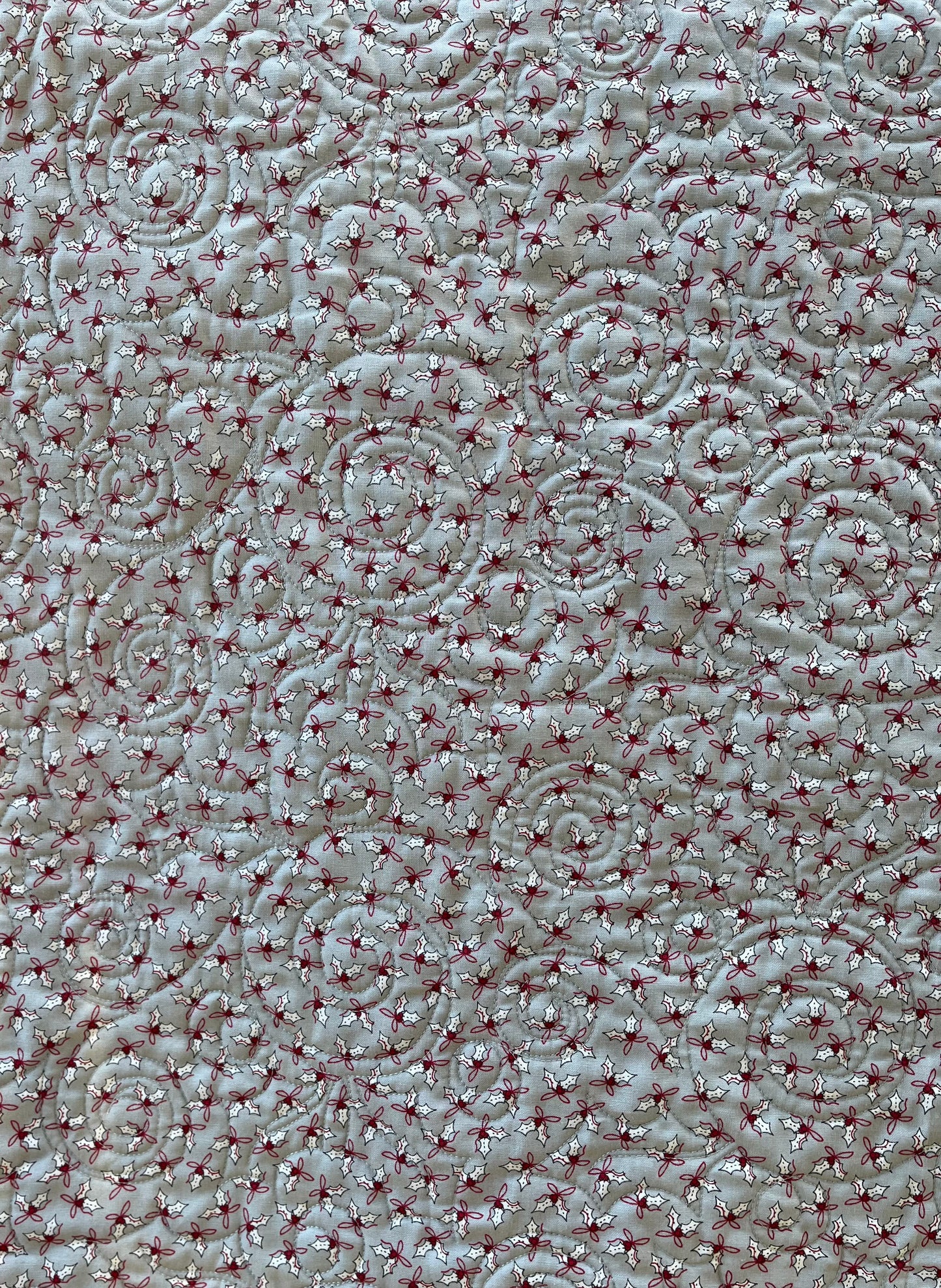 Handmade Christmas Baby Quilt - Whimsical Baby Blanket (36.5x41) Adult Lap Quilt, Red, Grey, Cream-Moda Country Christmas