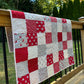 Handmade Christmas Baby Quilt - Whimsical Baby Blanket (36.5x41) Adult Lap Quilt, Red, Grey, Cream-Moda Country Christmas
