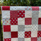 Handmade Christmas Baby Quilt - Whimsical Baby Blanket (36.5x41) Adult Lap Quilt, Red, Grey, Cream-Moda Country Christmas
