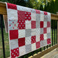 Handmade Christmas Baby Quilt - Whimsical Baby Blanket (36.5x41) Adult Lap Quilt, Red, Grey, Cream-Moda Country Christmas