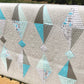 Handmade Baby Quilt, Table Topper, Wall Hanging, Adult Lap Quilt - Modern Grey & Turquoise Baby Blanket, One of a Kind (34.5x46.5) Ready to Ship!