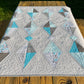 Handmade Baby Quilt, Table Topper, Wall Hanging, Adult Lap Quilt - Modern Grey & Turquoise Baby Blanket, One of a Kind (34.5x46.5) Ready to Ship!