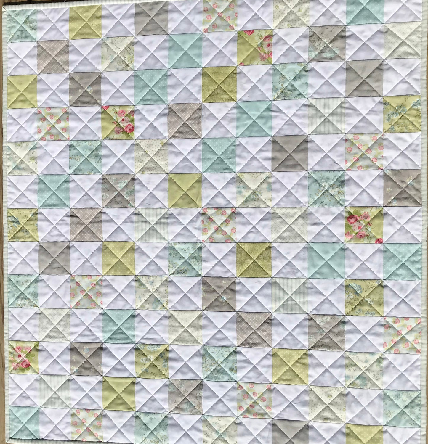 Handmade Baby Girl Quilt, Baby Girl Blanket (37"x43"), Grey Floral Back, Adult Lap Quilt, Ready to Ship!