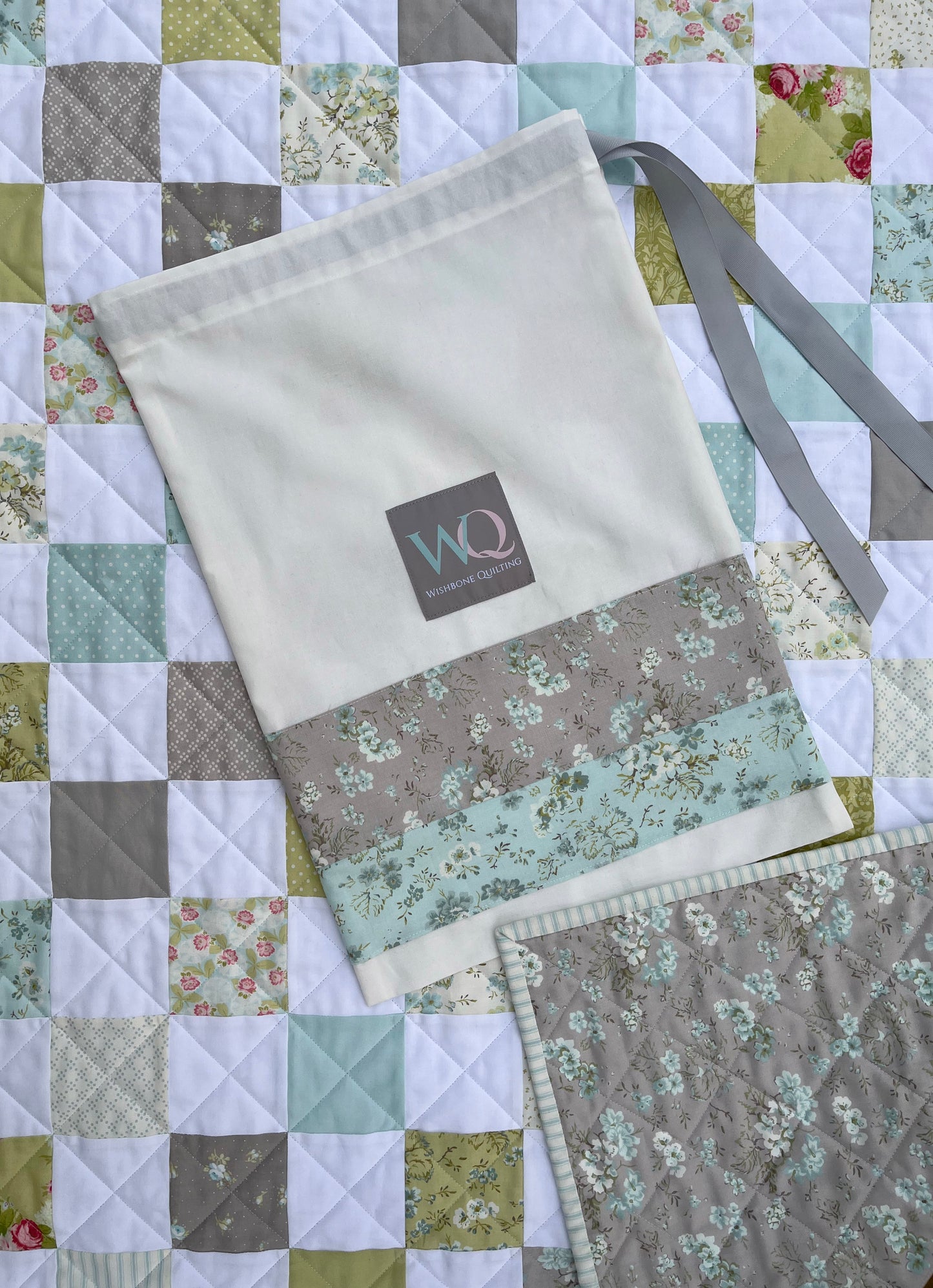 Handmade Baby Girl Quilt, Baby Girl Blanket (37"x43"), Grey Floral Back, Adult Lap Quilt, Ready to Ship!