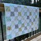 Handmade Aqua Floral Back Baby Girl Quilt, Baby Girl Blanket (37"x40")  Ready to Ship!