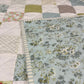 Handmade Aqua Floral Back Baby Girl Quilt, Baby Girl Blanket (37"x40")  Ready to Ship!