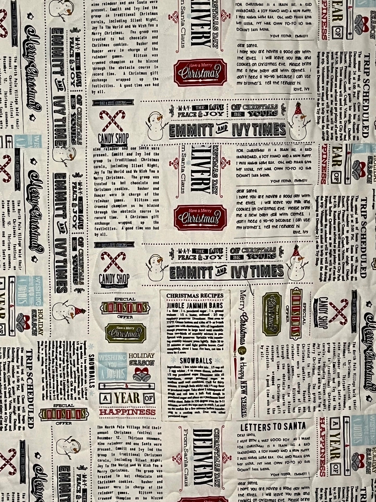 Christmas Handmade Baby Quilt, Throw, Lap Quilt - Moda Emmitt & Ivy by Sweetwater (48x59.5)
