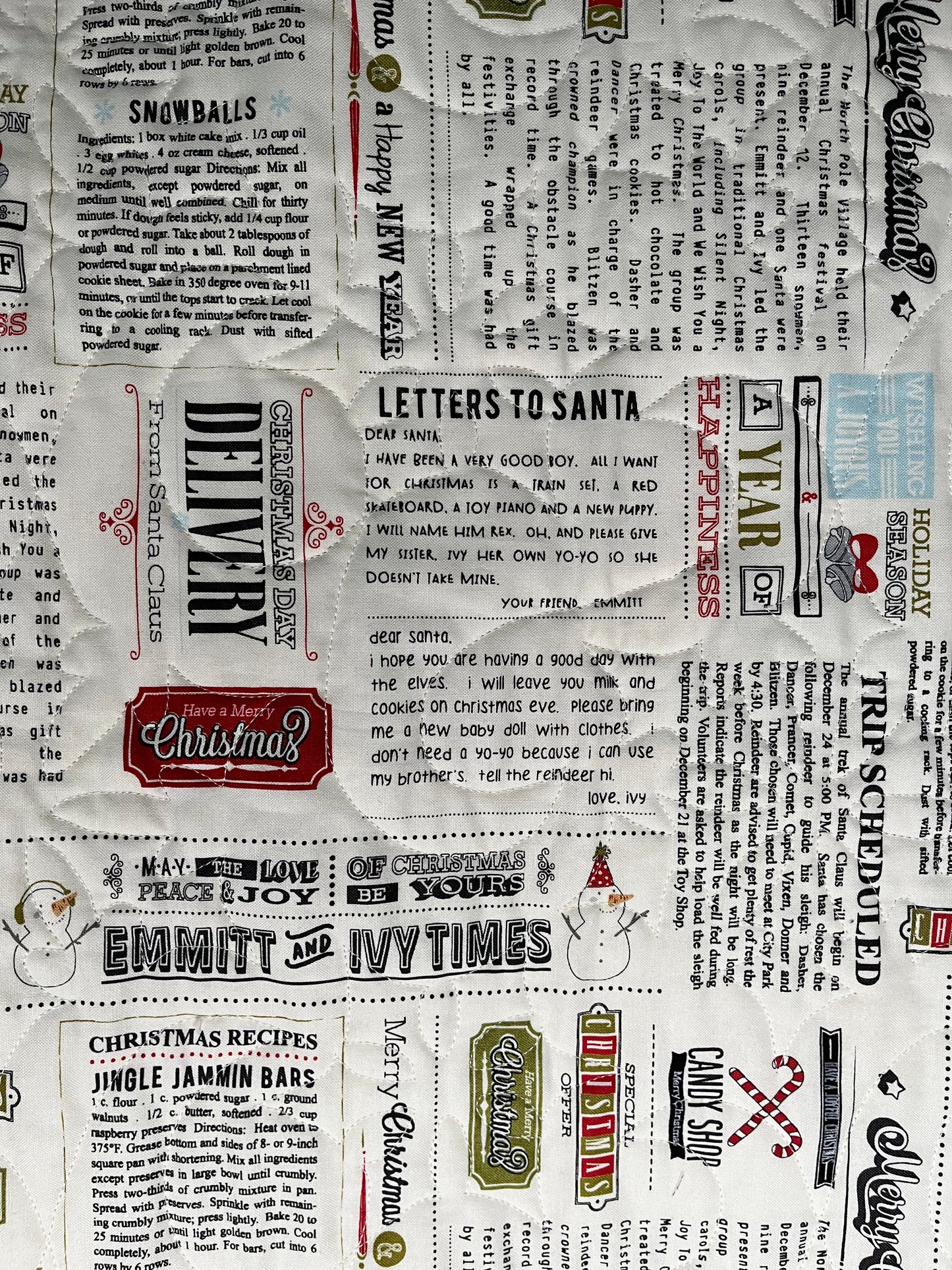 Christmas Handmade Baby Quilt, Throw, Lap Quilt - Moda Emmitt & Ivy by Sweetwater (48x59.5)