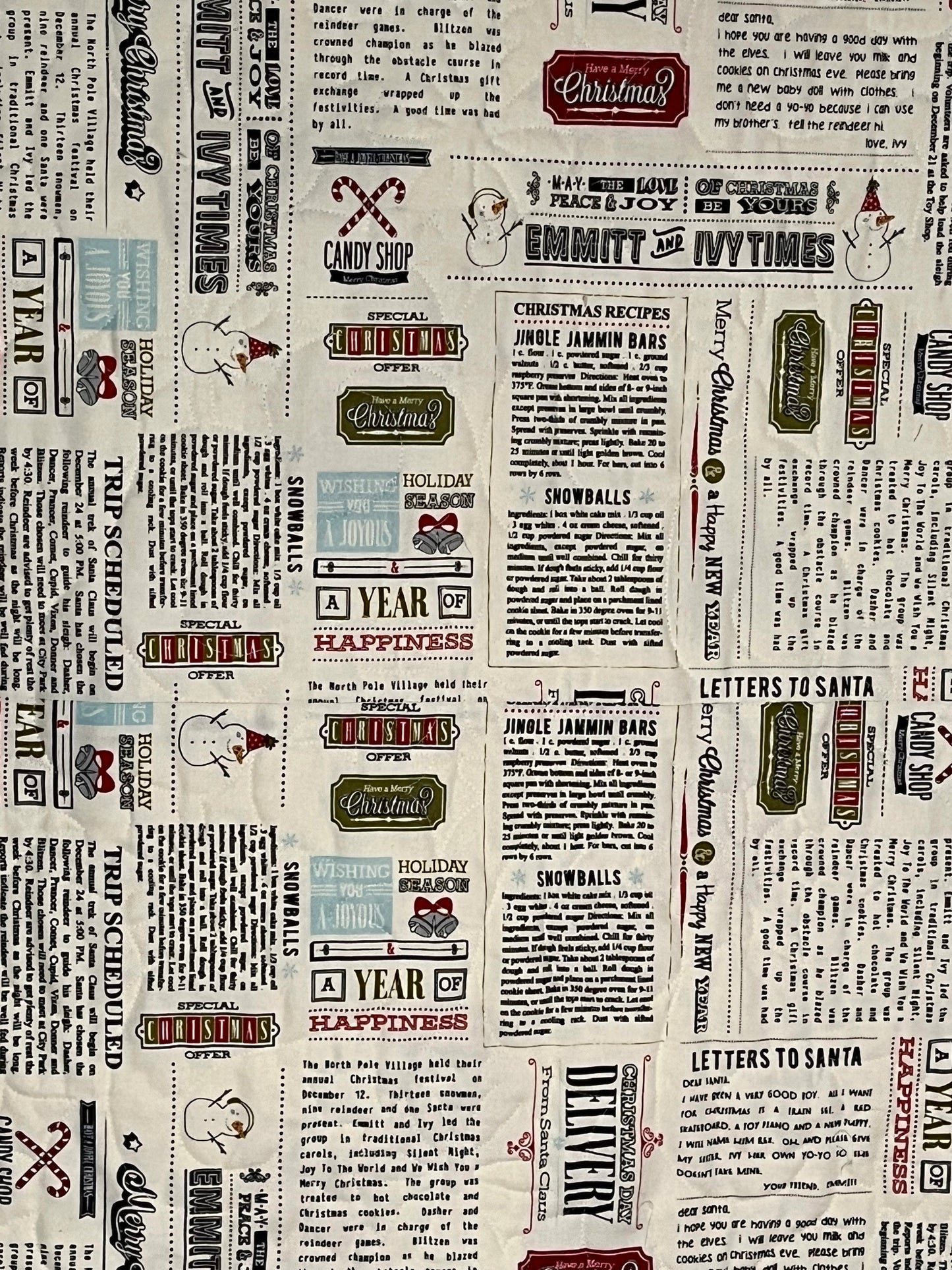 Christmas Handmade Baby Quilt, Throw, Lap Quilt - Moda Emmitt & Ivy by Sweetwater (48x59.5)