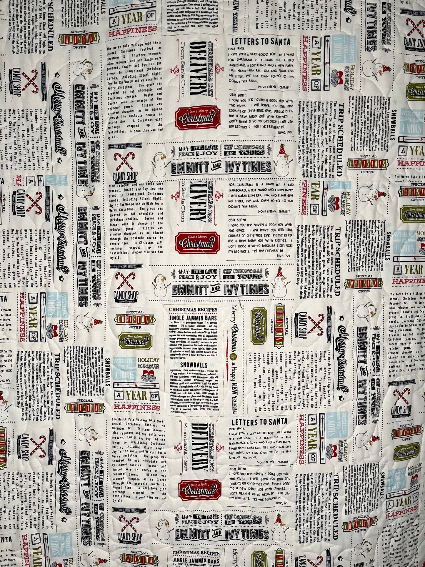 Christmas Handmade Baby Quilt, Throw, Lap Quilt - Moda Emmitt & Ivy by Sweetwater (48x59.5)