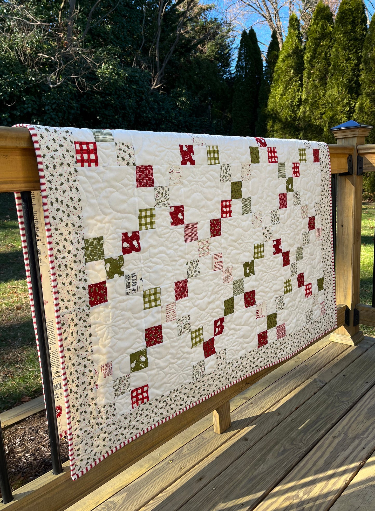 Christmas Handmade Baby Quilt, Throw, Lap Quilt - Moda Emmitt & Ivy by Sweetwater (48x59.5)