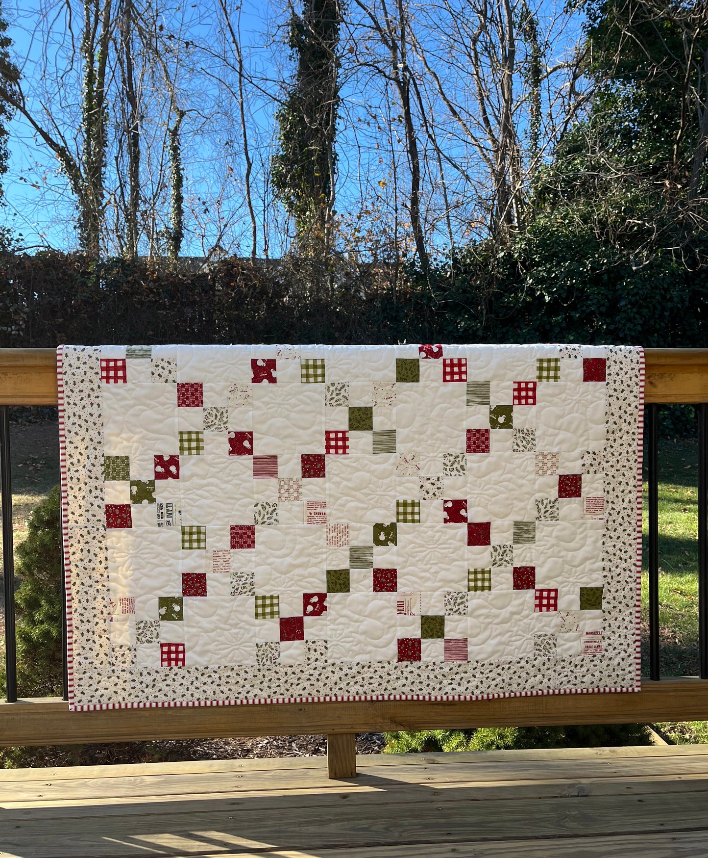 Christmas Handmade Baby Quilt, Throw, Lap Quilt - Moda Emmitt & Ivy by Sweetwater (48x59.5)