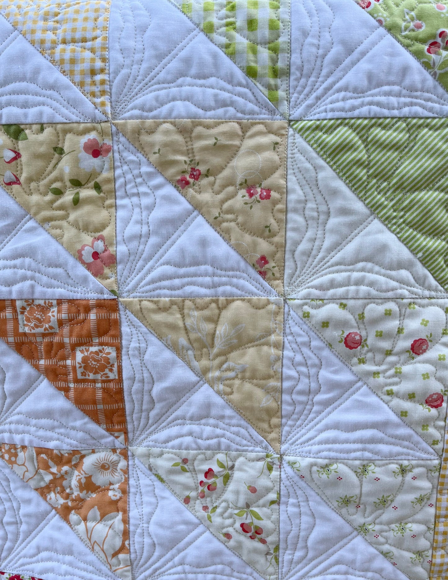 Handmade Baby Girl Quilt, Colorful Custom Quilted (38.5x42) FREE MATCHING BAG, Ready to Ship!