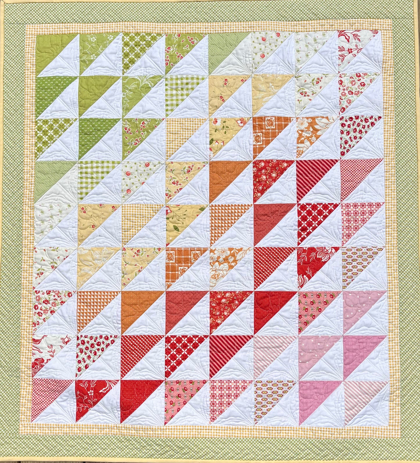 Handmade Baby Girl Quilt, Colorful Custom Quilted (38.5x42) FREE MATCHING BAG, Ready to Ship!