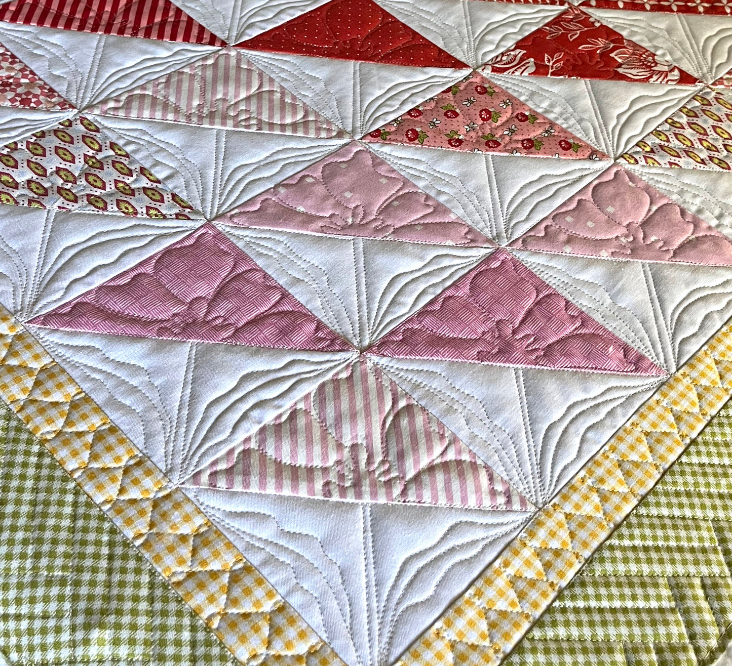 Handmade Baby Girl Quilt, Colorful Custom Quilted (38.5x42) FREE MATCHING BAG, Ready to Ship!