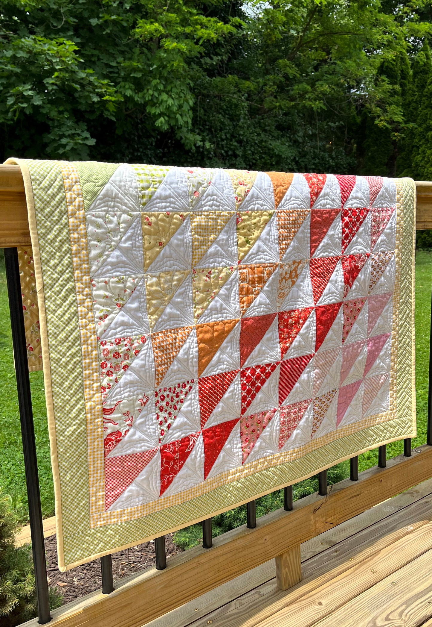 Handmade Baby Girl Quilt, Colorful Custom Quilted (38.5x42) FREE MATCHING BAG, Ready to Ship!