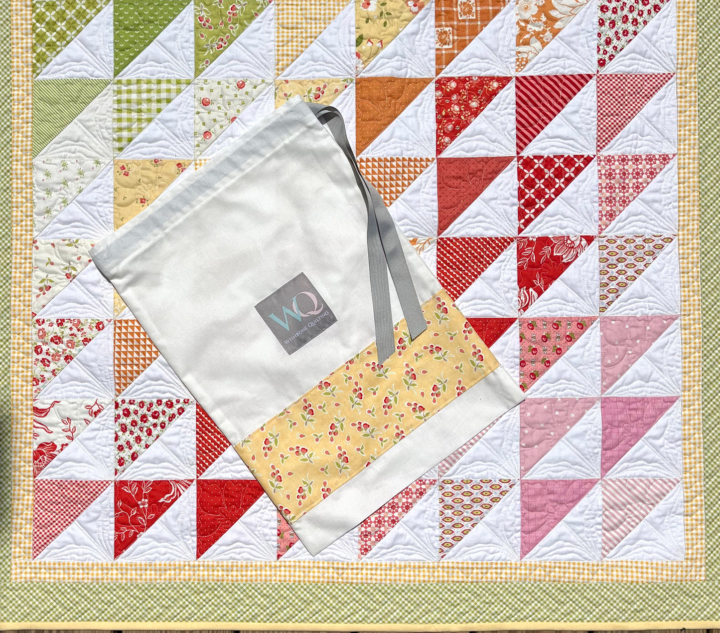 Handmade Baby Girl Quilt, Colorful Custom Quilted (38.5x42) FREE MATCHING BAG, Ready to Ship!