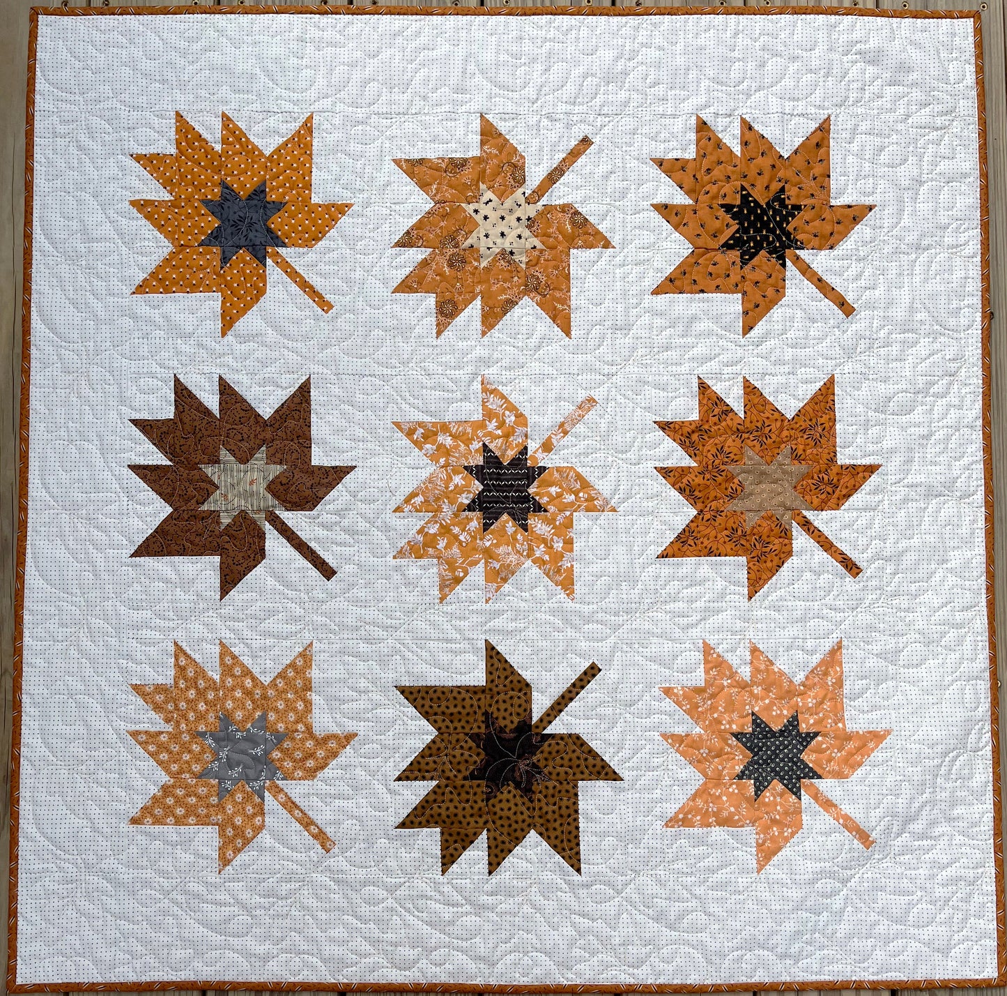 Handmade Fall, Autumn Leaves Baby Quilt, Fall Thanksgiving Table Topper, Wall Hanging, Adult Lap Quilt (42x42) Ready to Ship!