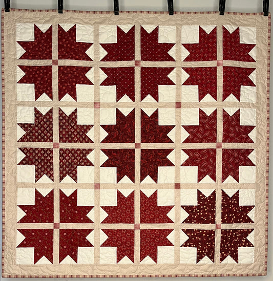 Old Fashioned Handmade Christmas Quilt - Garnet/Burgundy Colors - Baby, Lap, Throw (45x45)