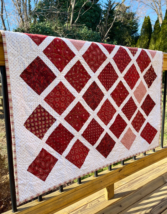 Handmade Baby Quilt - Moda Fabrics Garnets & Gingham (40.5x48) Adult Lap Quilt - Ready to Ship!