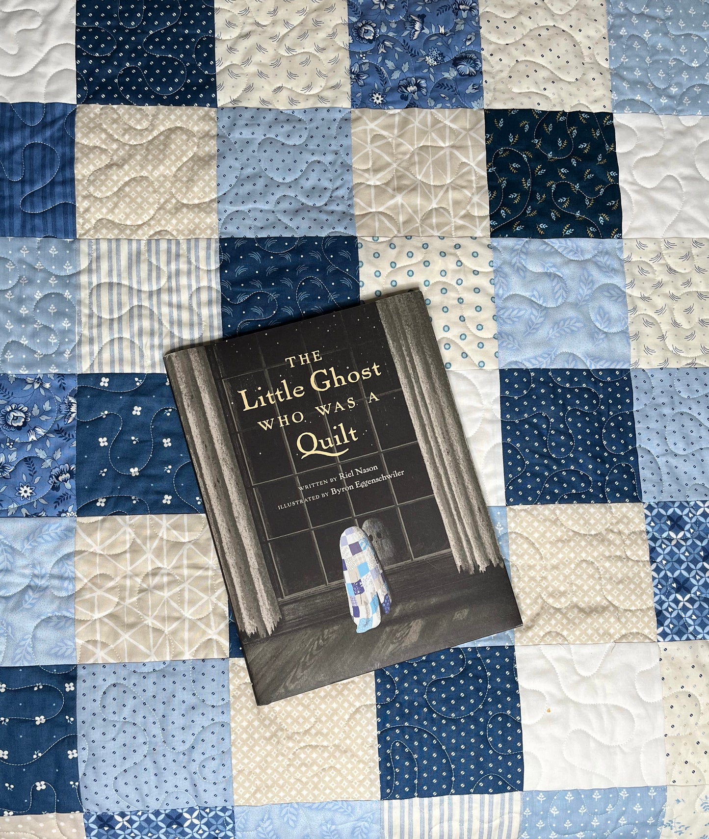 Handmade Patchwork Baby Quilt, With the Book, "The Little Ghost Who Was a Quilt" (37x41.5) FREE MATCHING BAG!