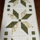 TABLE RUNNER - Handmade Fall, Thanksgiving, Holiday - Custom Quilted  - Soft Green, Cream & White (15x54)