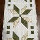 TABLE RUNNER - Handmade Fall, Thanksgiving, Holiday - Custom Quilted  - Soft Green, Cream & White (15x54)