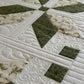 TABLE RUNNER - Handmade Fall, Thanksgiving, Holiday - Custom Quilted  - Soft Green, Cream & White (15x54)