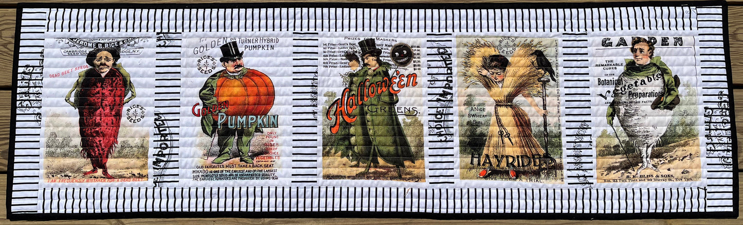 Halloween Table Runner - Handmade, Quilted -  Unique Riley Blake Pumpkin Seed Packets-#1 (15x50) FREE SHIPPING and Ready to Ship!