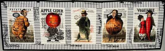 Handmade Halloween Quilted Table Runner - Unique Halloween Riley Blake Pumpkin Seed Packets#2 (15x50)