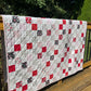 Handmade Throw Size Quilt, Hearts Patchwork Baby Blanket (50x60) Red, Grey & Pink, Holiday Gift - FREE MATCHING BAG!