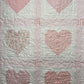 Handmade Baby Girl Quilt, Pink Heart Valentines Blanket (42x42) Adult Lap, Wall Hanging