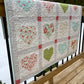 Handmade Baby Girl Quilt:  Hearts, Valentine's Day, Adult Lap Quilt, Table Topper, Baby Gift, Nursery Blanket