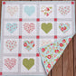 Handmade Baby Girl Quilt:  Hearts, Valentine's Day, Adult Lap Quilt, Table Topper, Baby Gift, Nursery Blanket