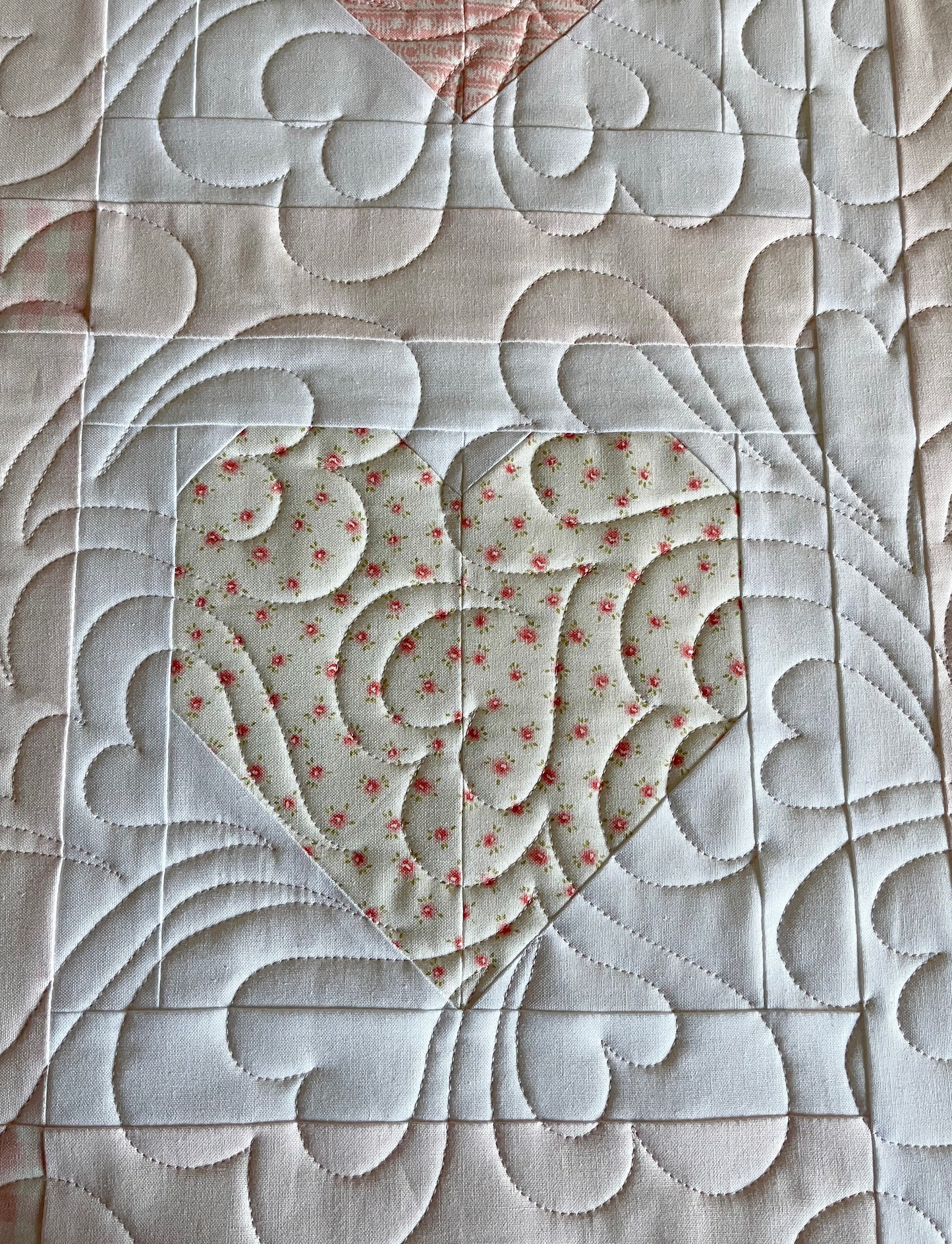 Handmade Baby Girl Quilt, Pink Heart Valentines Blanket (42x42) Adult Lap, Wall Hanging