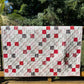 Handmade Throw Size Quilt, Hearts Patchwork Baby Blanket (50x60) Red, Grey & Pink, Holiday Gift - FREE MATCHING BAG!