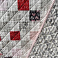 Handmade Throw Size Quilt, Hearts Patchwork Baby Blanket (50x60) Red, Grey & Pink, Holiday Gift - FREE MATCHING BAG!